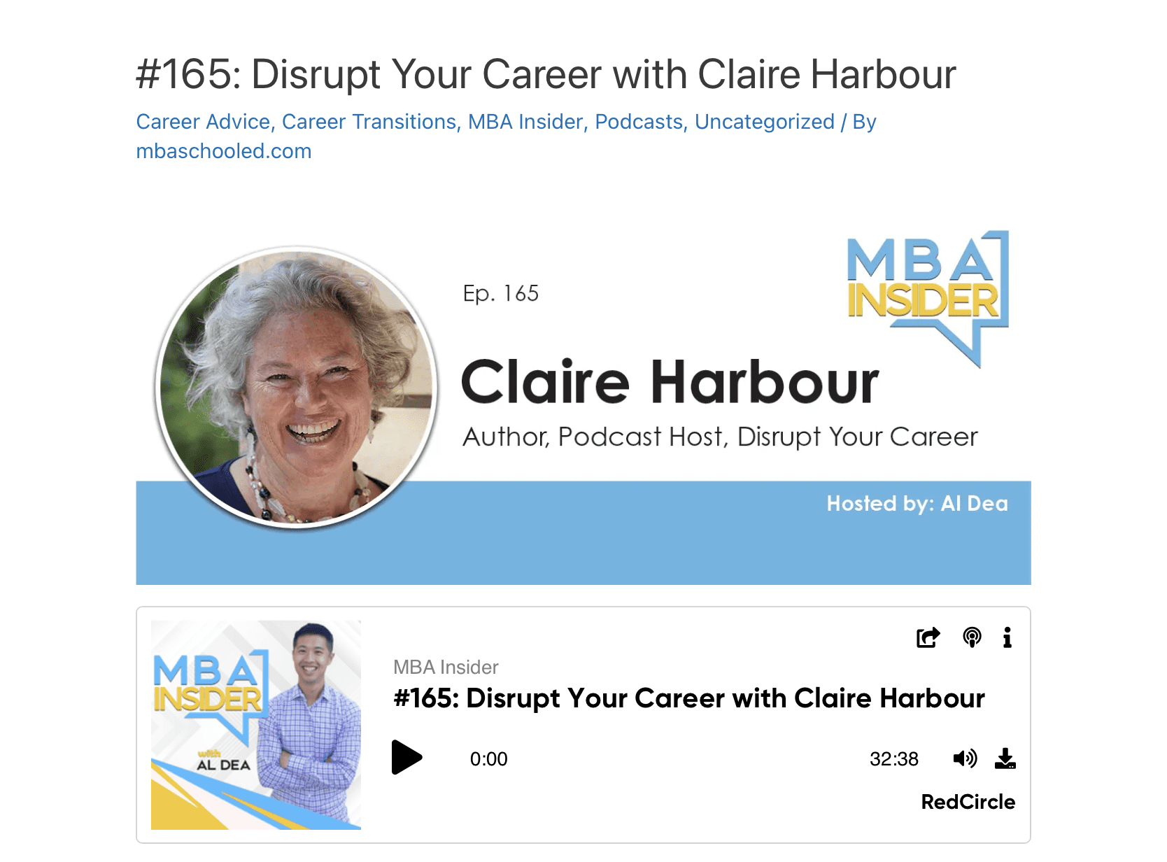 MBA Insider Podcast: Disrupt Your Career with Claire Harbour￼