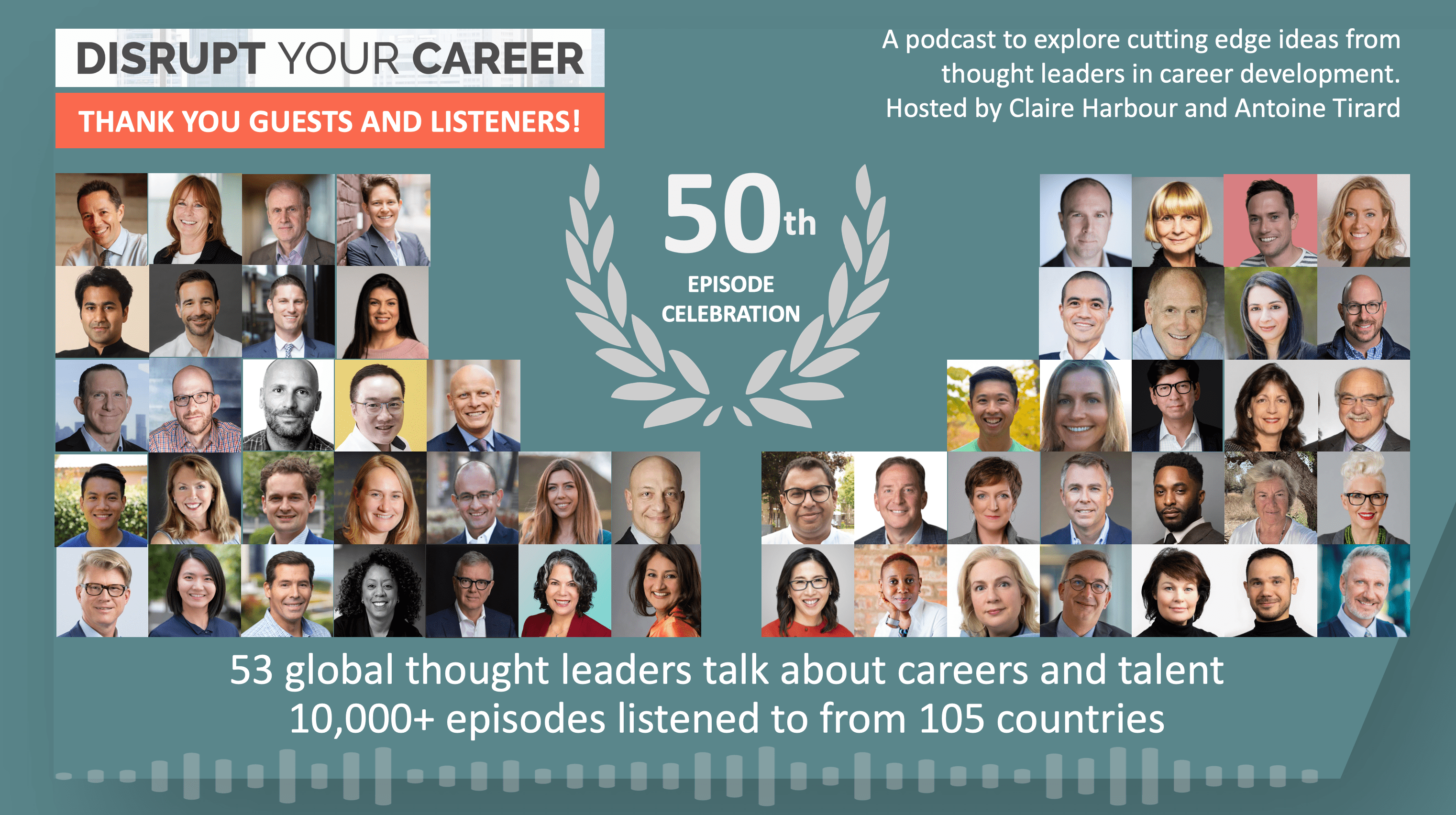 Celebrating our 50th Disrupt Your Career Podcast Episode and honoring our top thought leaders